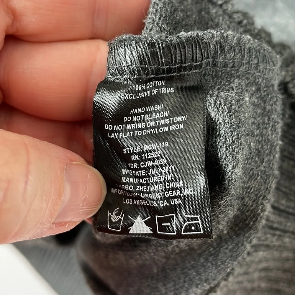 Civil Society We the People Charcoal Sweater w/Zipper and Buttons w/Loop -Medium